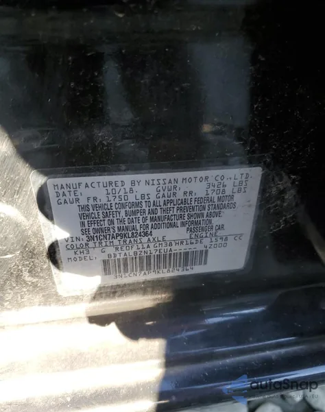 2019 Nissan Versa S z USA, uszkodzony, nr VIN 3N1CN7AP9KL824364
